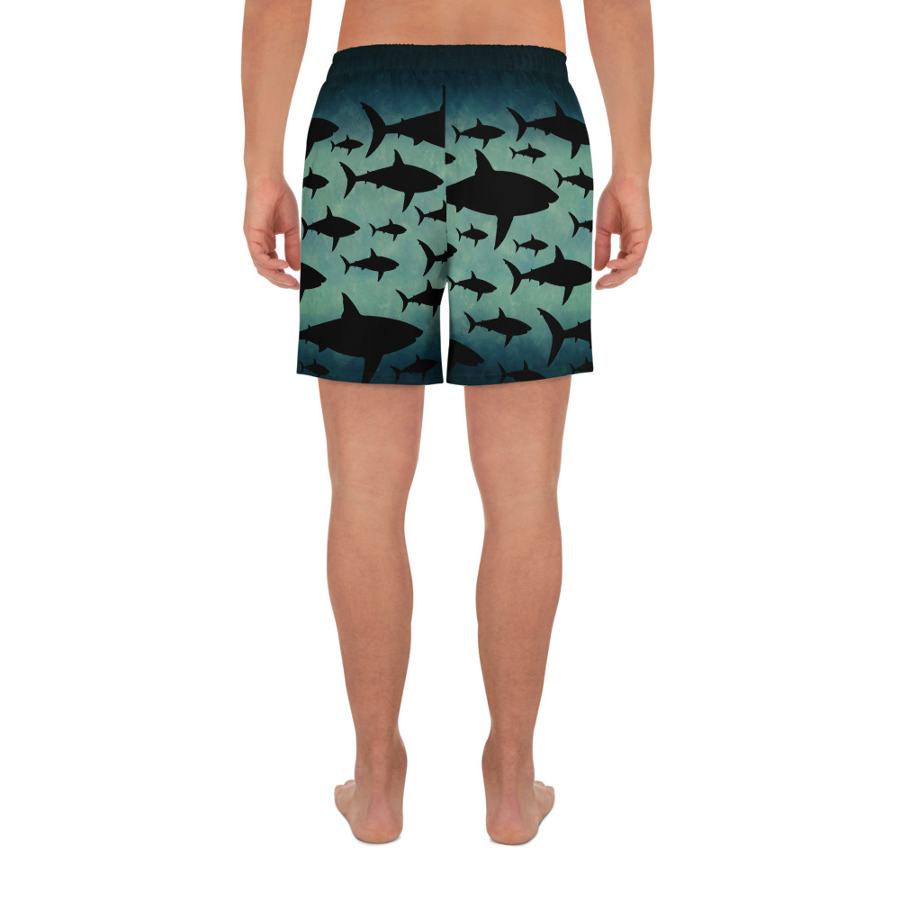 CAVIS a Shark Pattern Men's Athletic Long Shorts, Unique Underwater Sea Life Shorts - Image 12