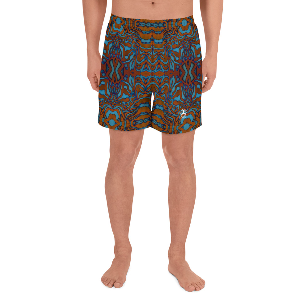 CAVIS Wunderpus Men’s Athletic Shorts, Alternative Orange Blue Octopus Pattern Long Shorts - Image 4