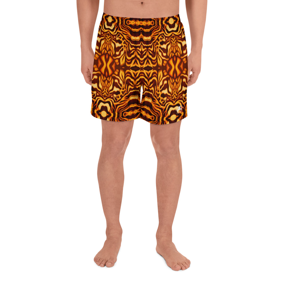 CAVIS Wunderpus Men’s Athletic Shorts, Alternative Yellow Orange Octopus Pattern Long Shorts - Image 4