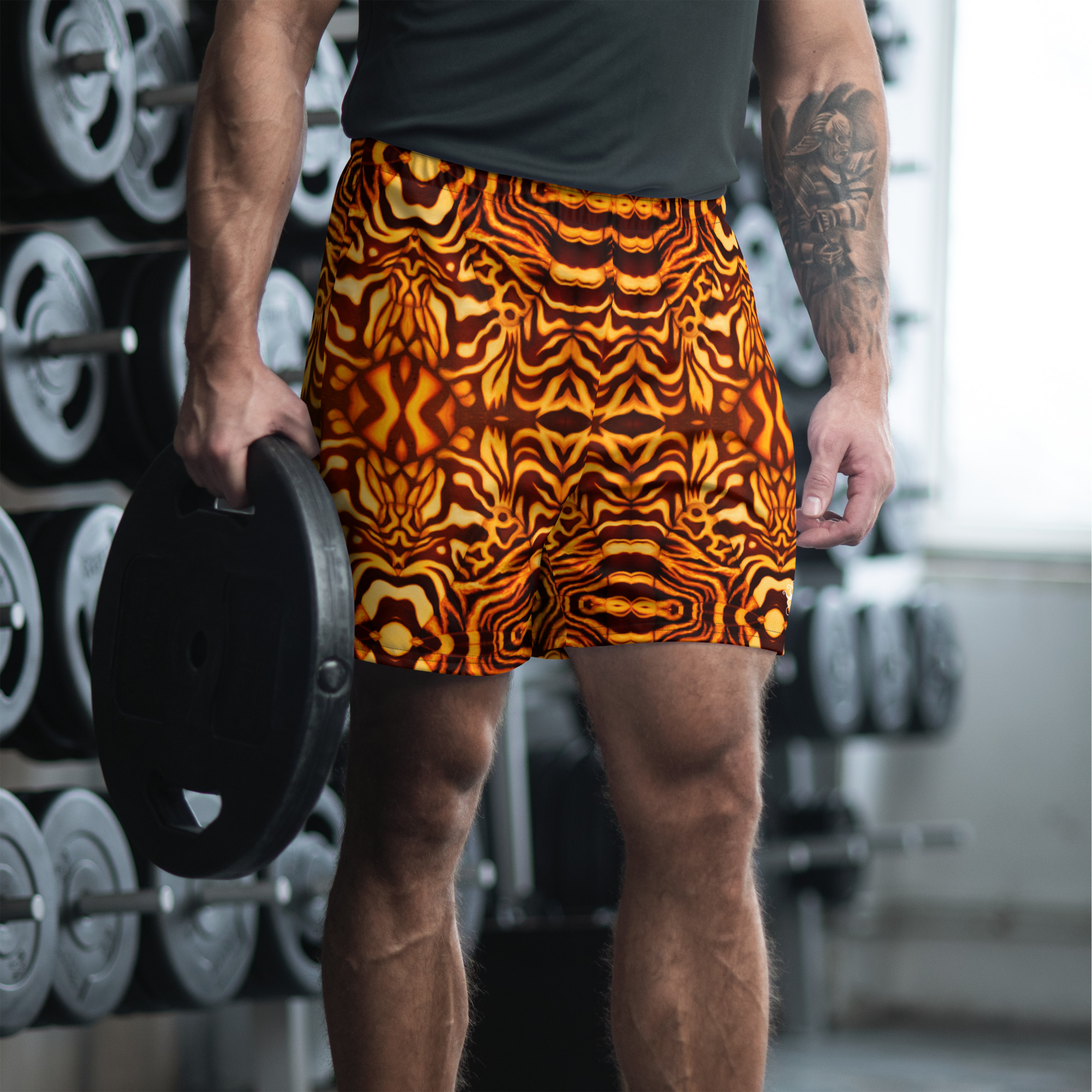 CAVIS Wunderpus Men’s Athletic Shorts, Alternative Yellow Orange Octopus Pattern Long Shorts - Image 8