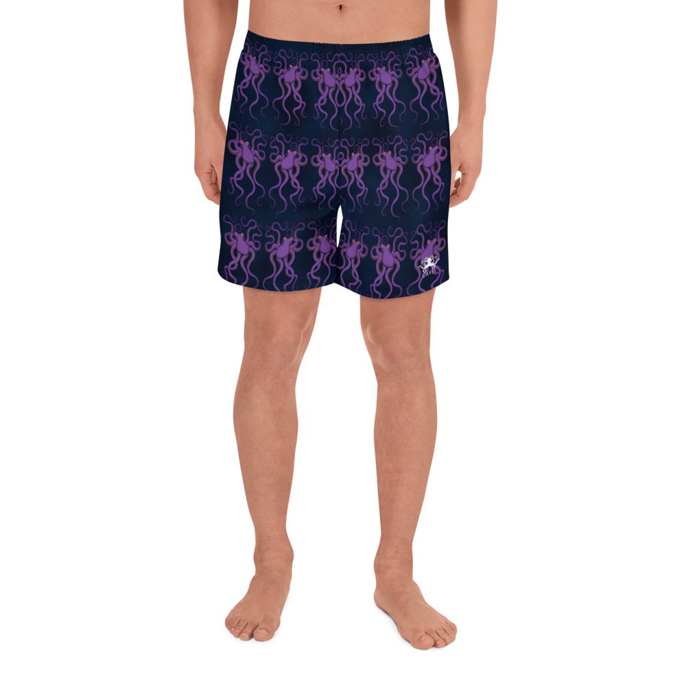 CAVIS Purple Octopus Men's Athletic Long Shorts, Unique Underwater Sea Life Shorts - Image 7