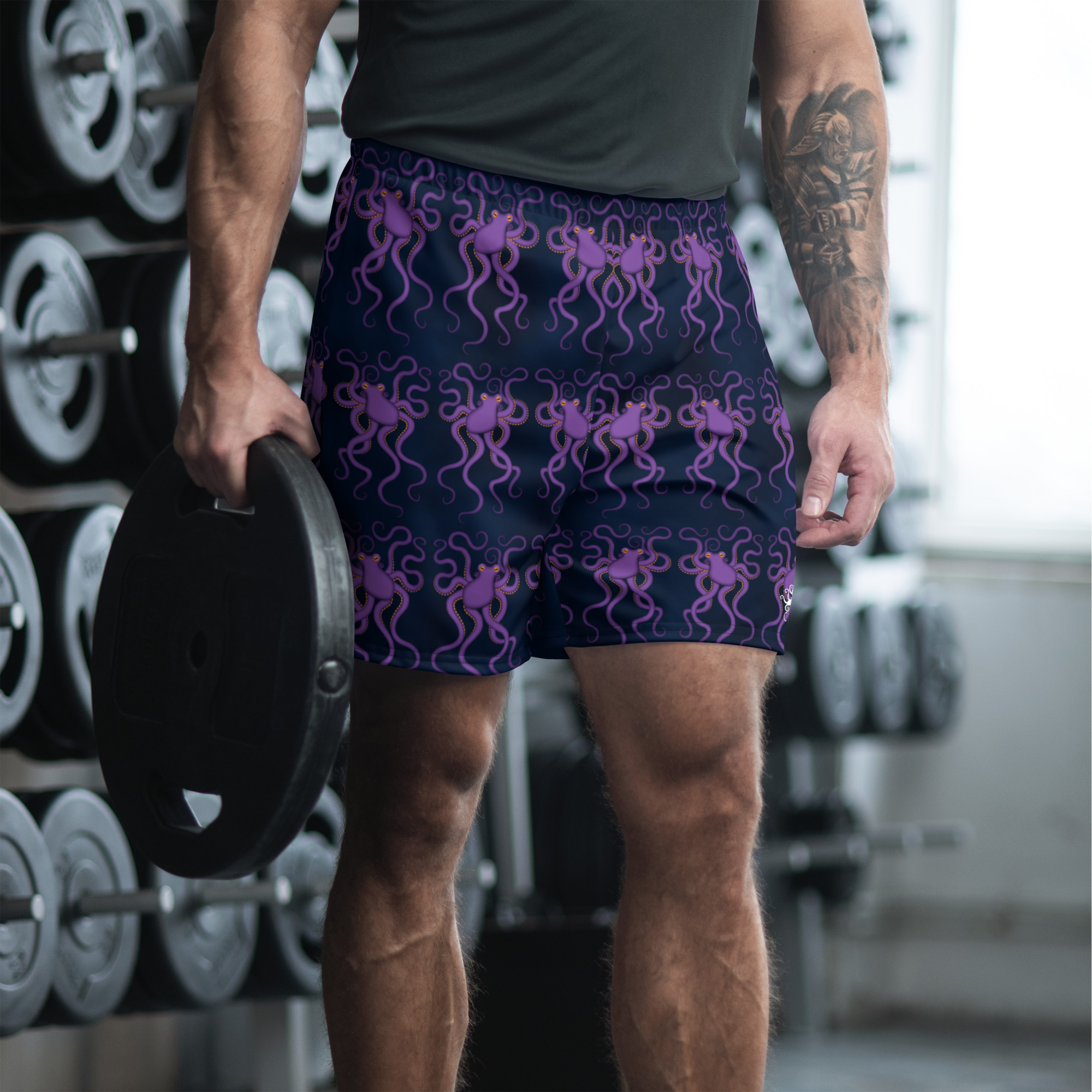 CAVIS Purple Octopus Men's Athletic Long Shorts, Unique Underwater Sea Life Shorts - Image 11