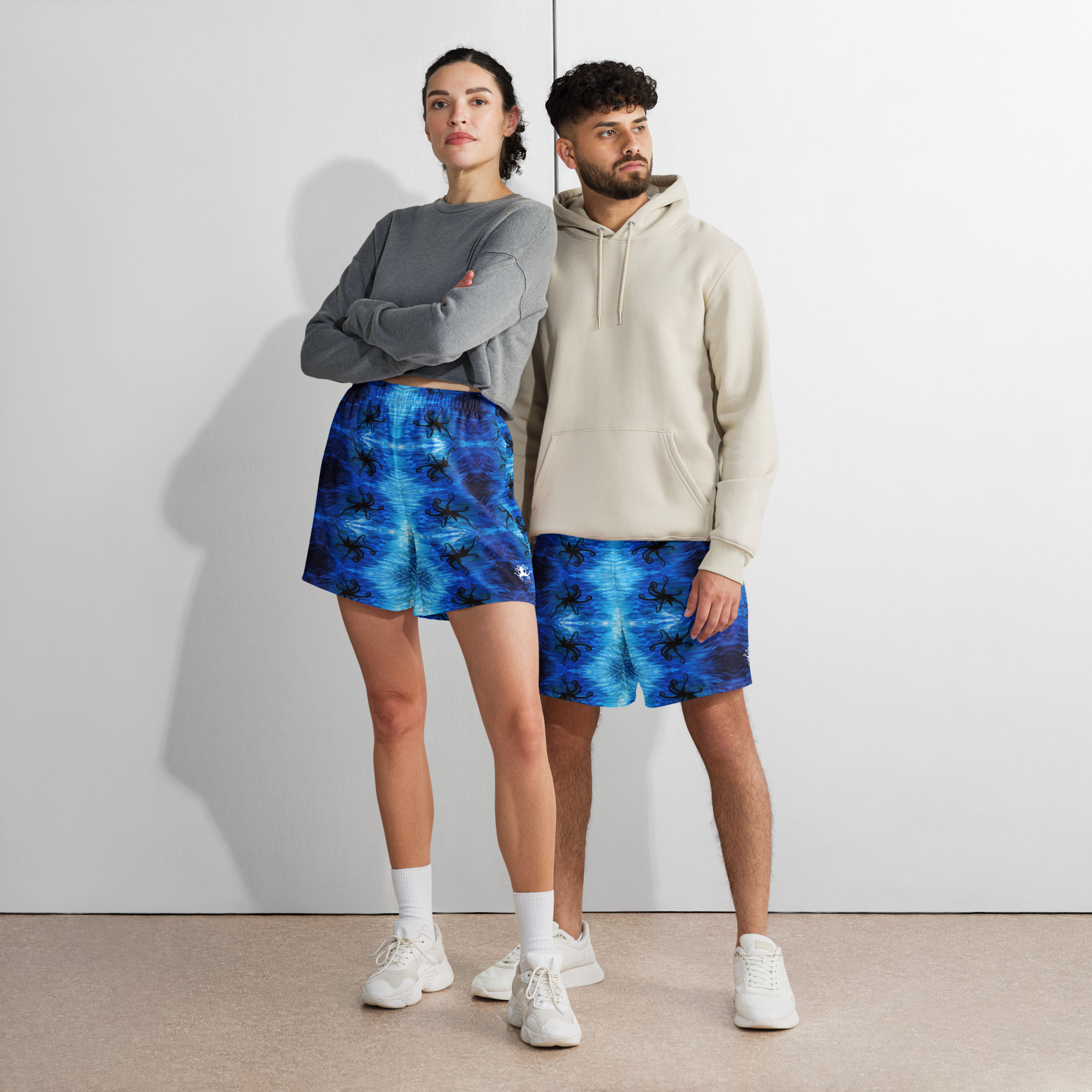 CAVIS Blue Ocean Octopus Men's Athletic Long Shorts, Unique Underwater Sea Life Shorts - Image 7