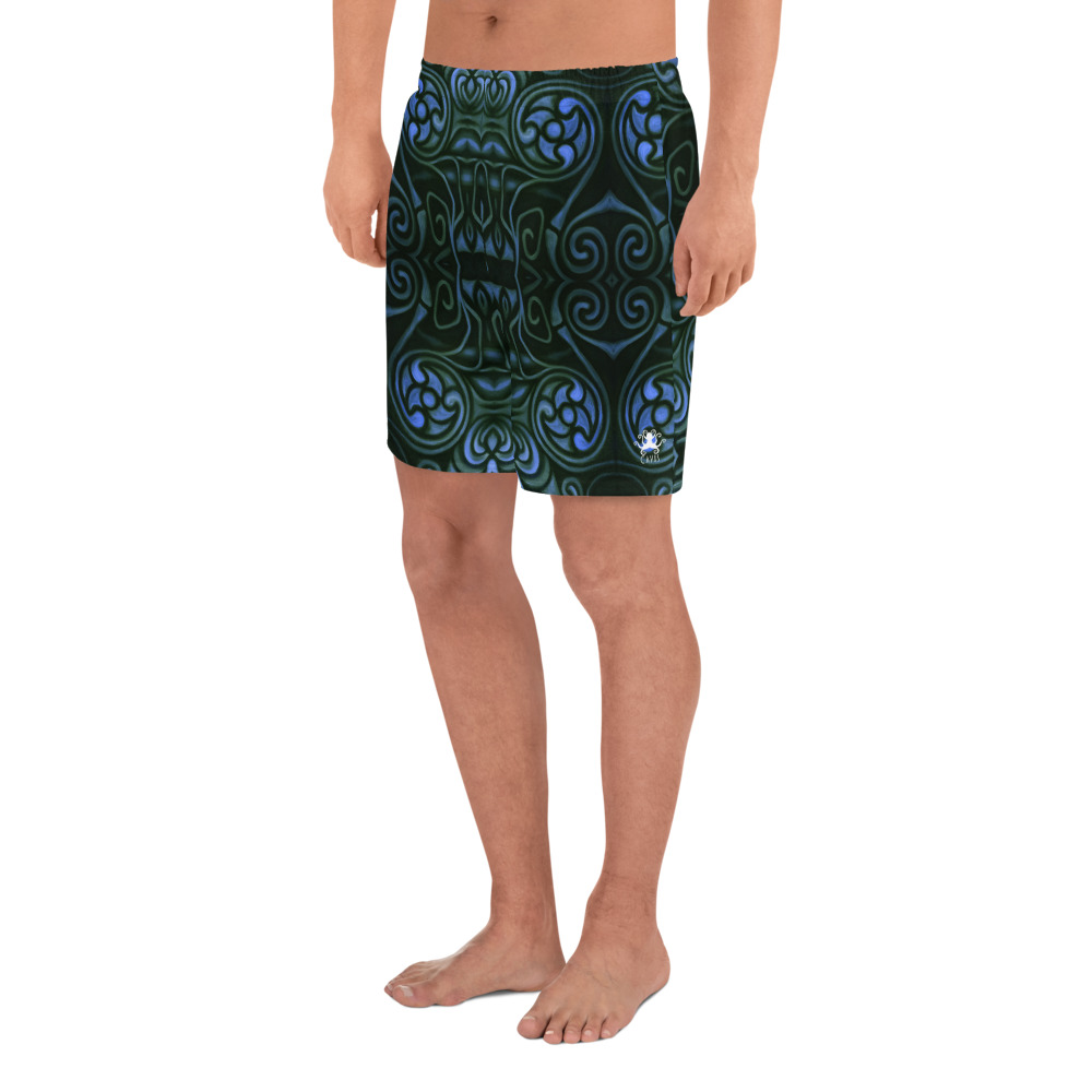 CAVIS Celtic Dragon Men’s Athletic Shorts, Alternative Blue Green Pattern Long Shorts - Image 11