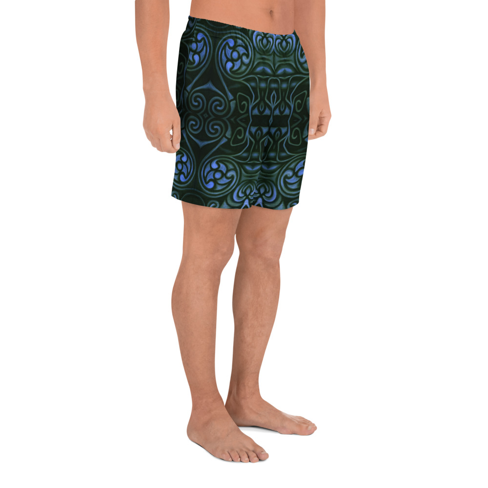 CAVIS Celtic Dragon Men’s Athletic Shorts, Alternative Blue Green Pattern Long Shorts - Image 10