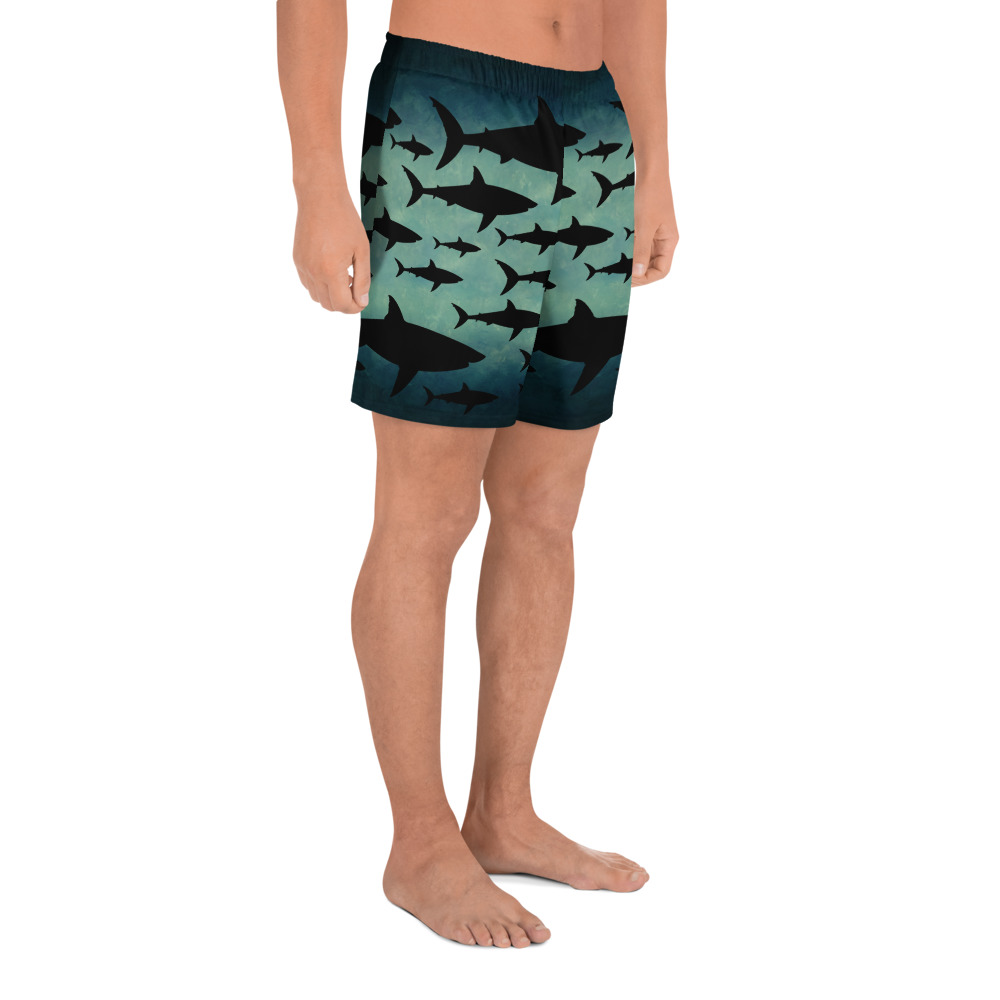 CAVIS a Shark Pattern Men's Athletic Long Shorts, Unique Underwater Sea Life Shorts - Image 10