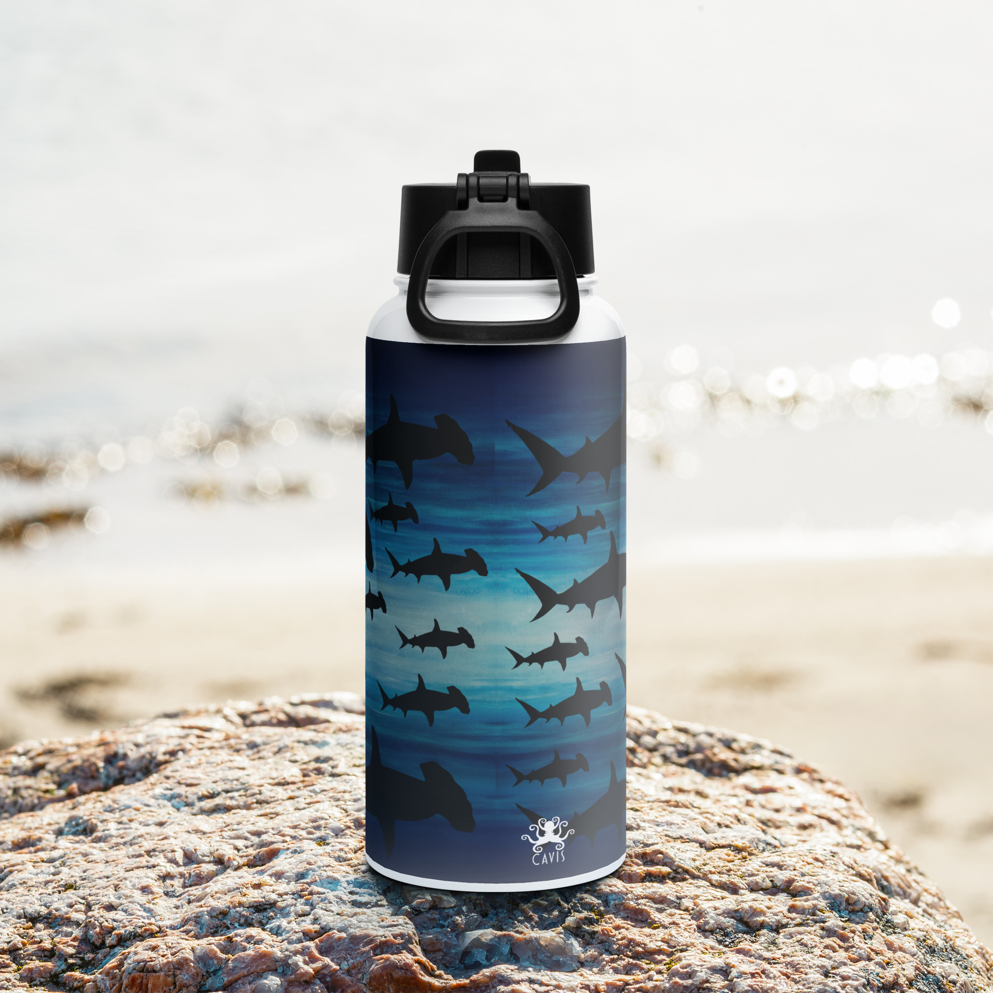 CAVIS a Hammerhead Shark Stainless Steel Water Bottle with a Straw Lid