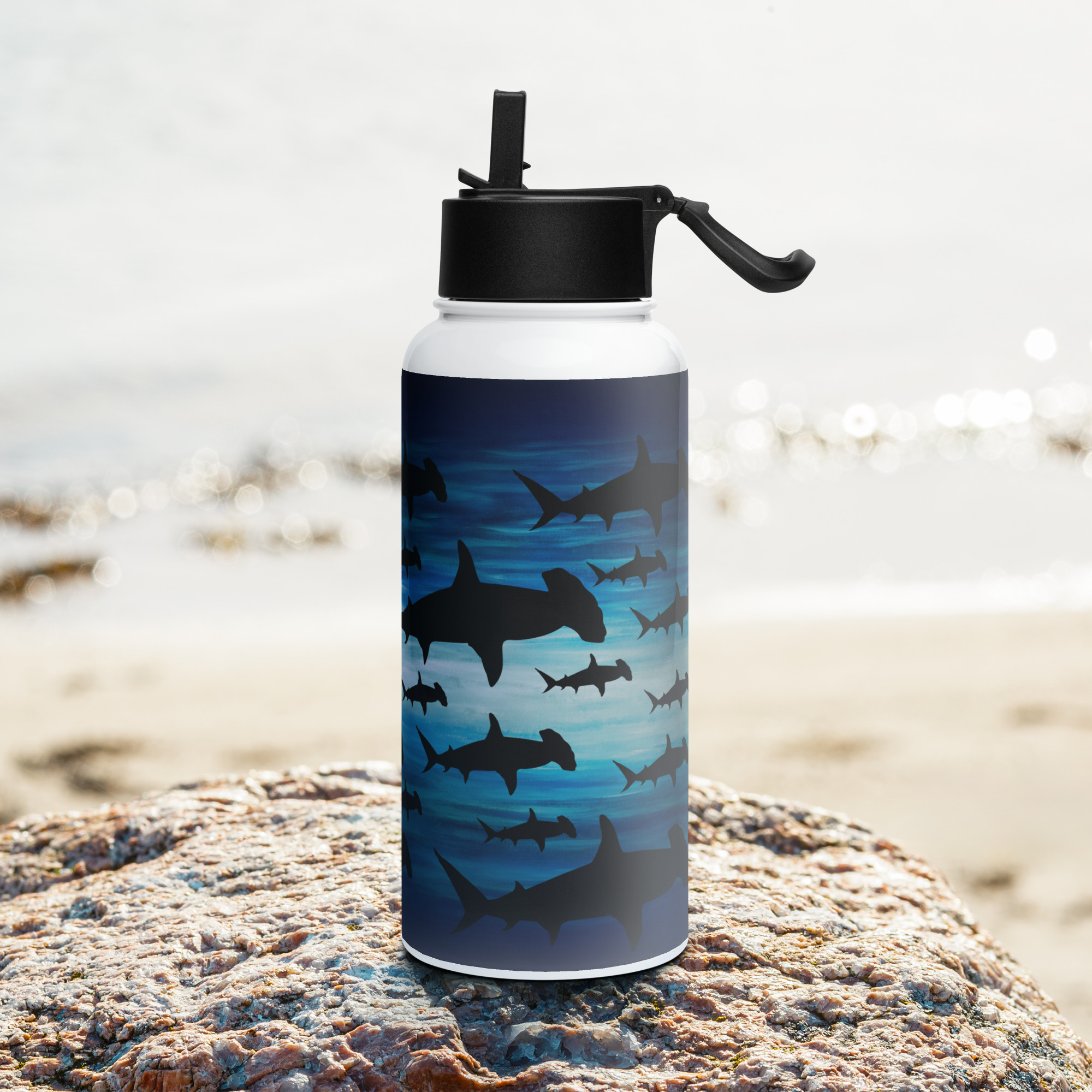 CAVIS a Hammerhead Shark Stainless Steel Water Bottle with a Straw Lid - Image 3