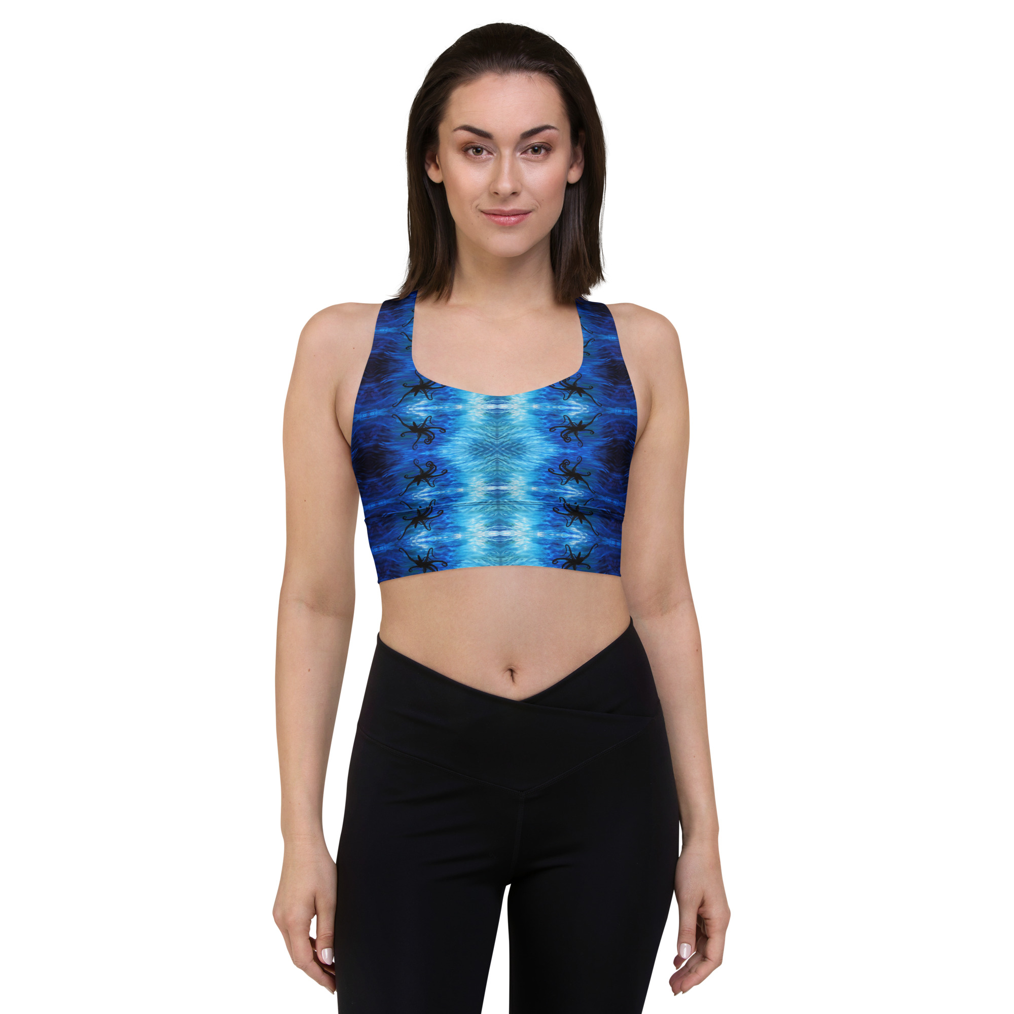 CAVIS Blue Ocean Octopus Longline Sports Bra, Alternative Nautical Swimsuit Top, Tankini - Image 12