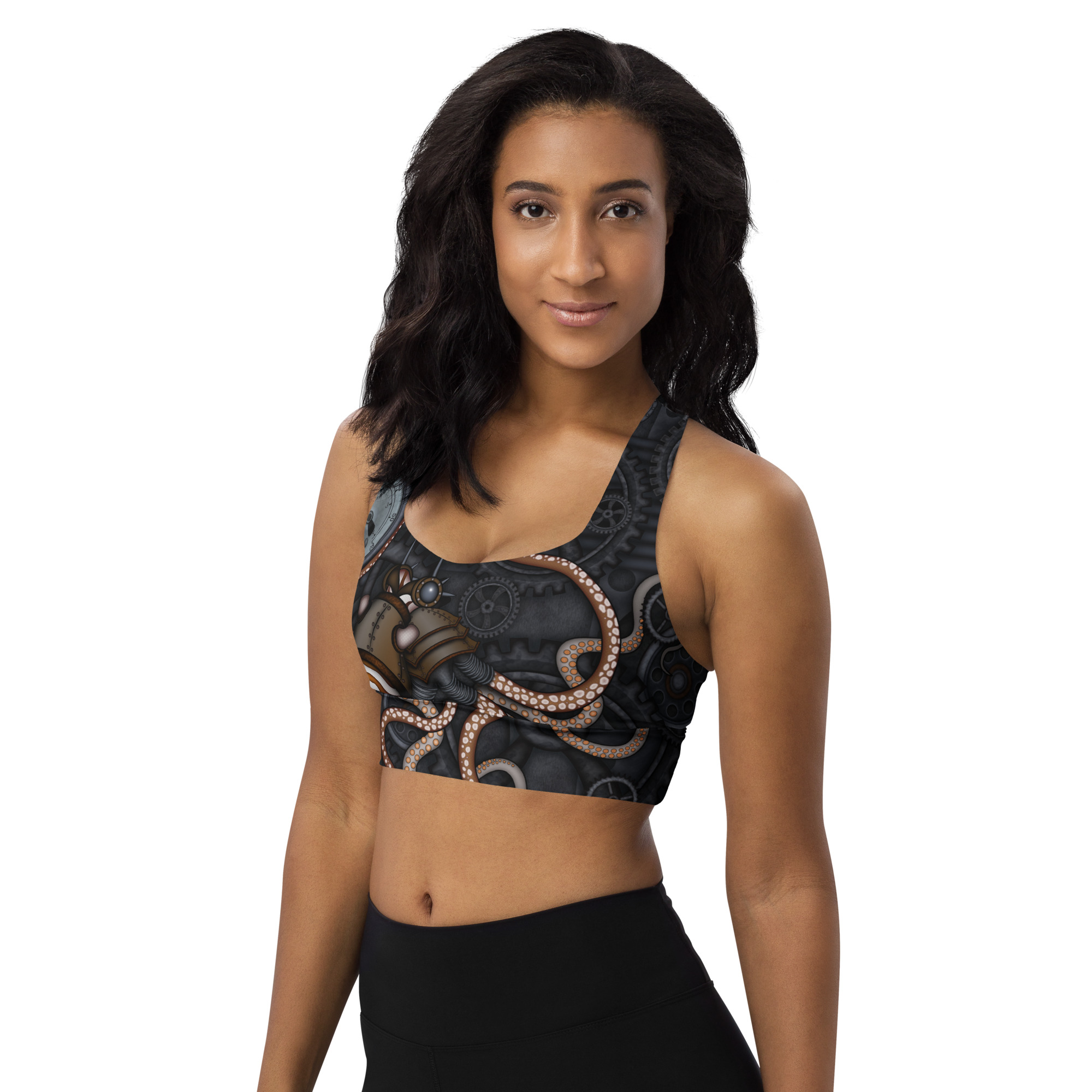 CAVIS Steam Punk Octopus Longline Sports Bra, Alternative Cosplay Swimsuit Top, Nautical Tankini - Image 9