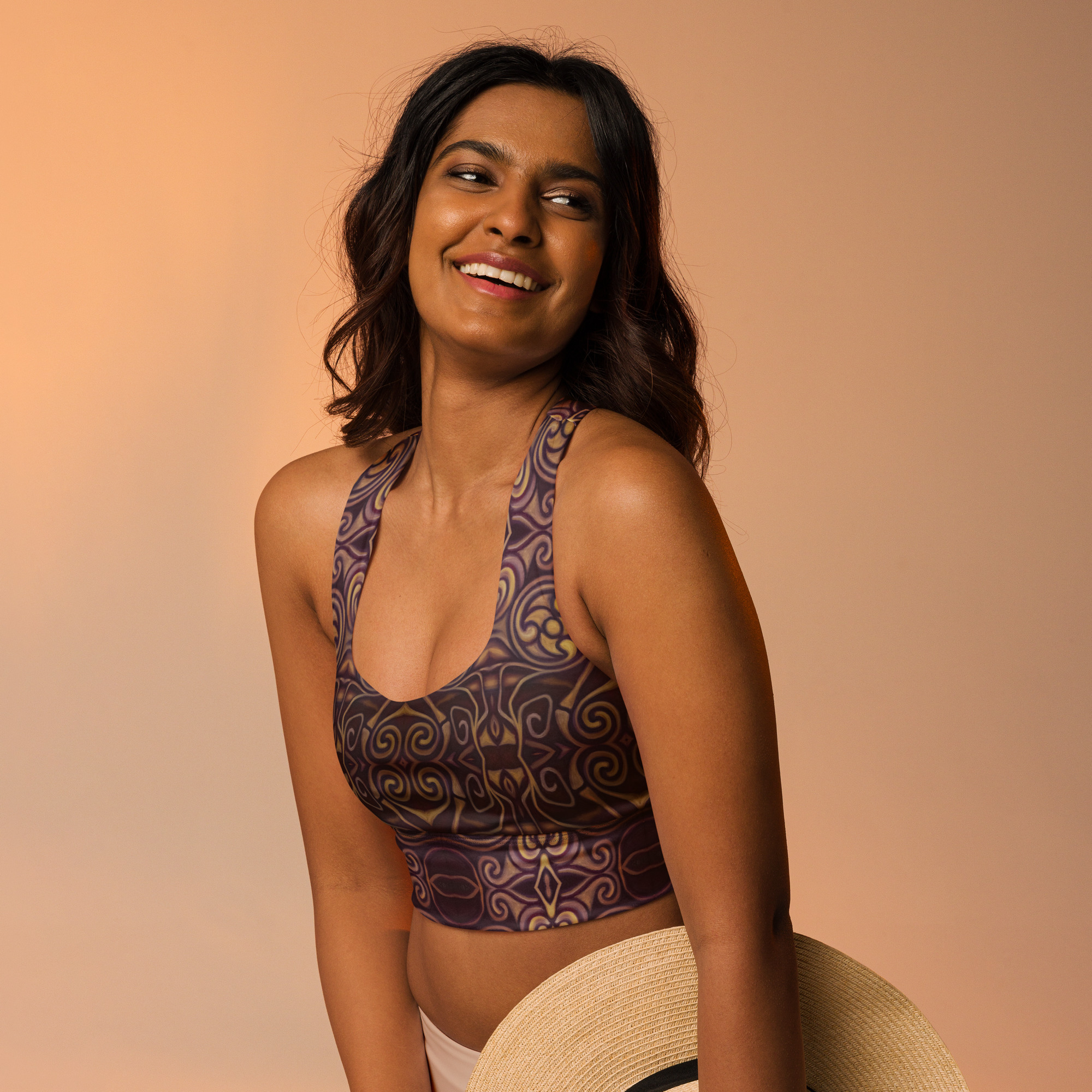 CAVIS Celtic Dragon Longline Sports Bra, Alternative Goth Swimsuit Top, Boho Tankini - Image 6