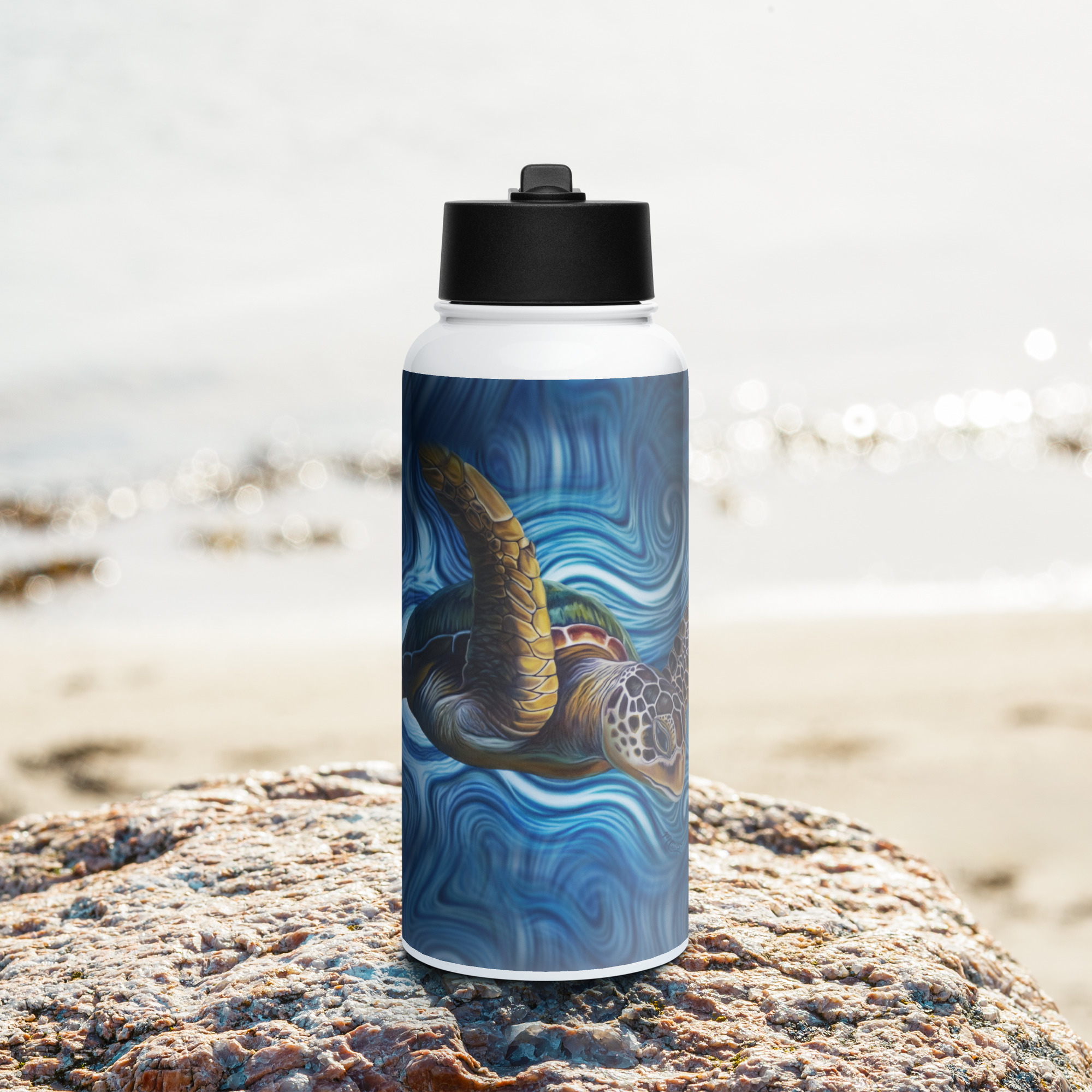 CAVIS Sea Turtle Stainless Steel Water Bottle with a Straw Lid - Image 3