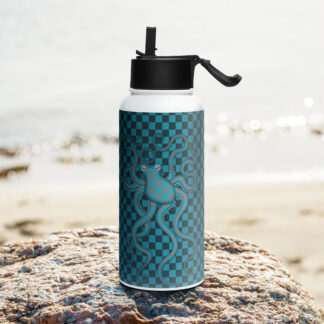 CAVIS Checkered Camouflage Octopus Stainless Steel Water Bottle with Straw Lid, Retro 80’s Dive Gear