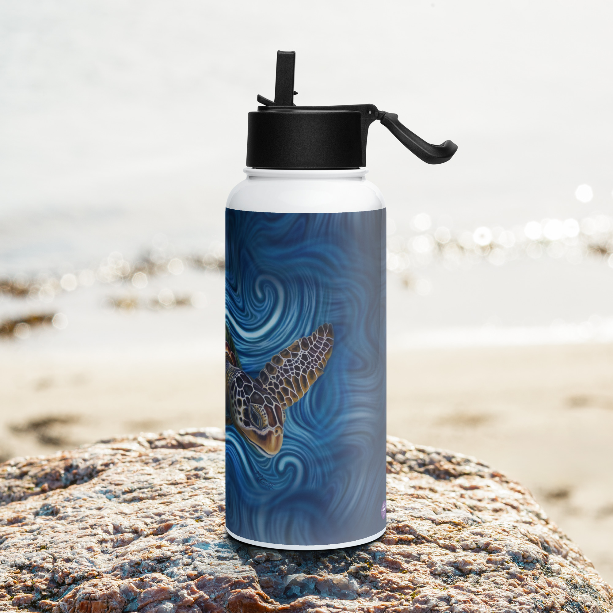 CAVIS Sea Turtle Stainless Steel Water Bottle with a Straw Lid