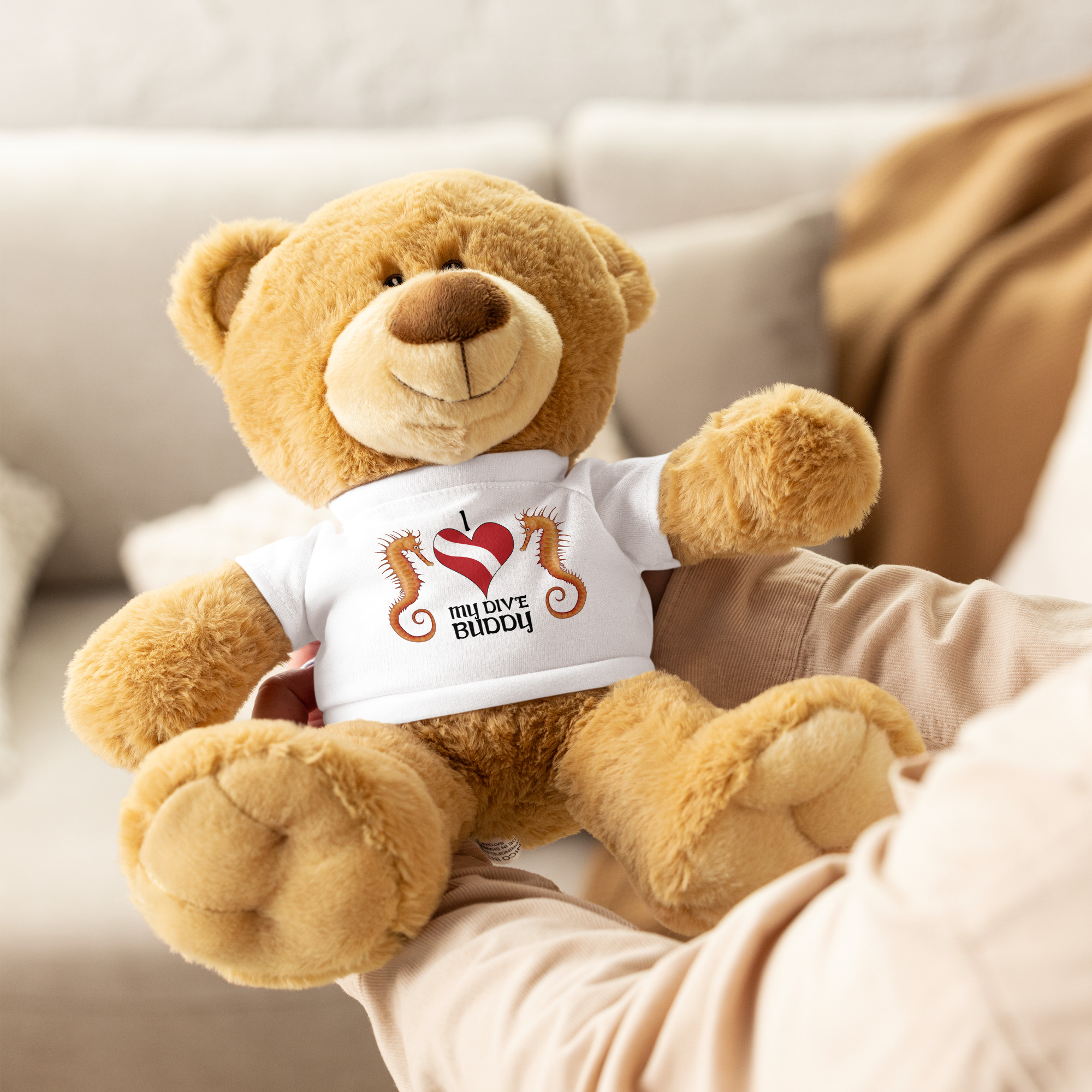 Cavis Teddy Bear with a "I Love My Dive Buddy" T-Shirt, Scuba Diver Gift
