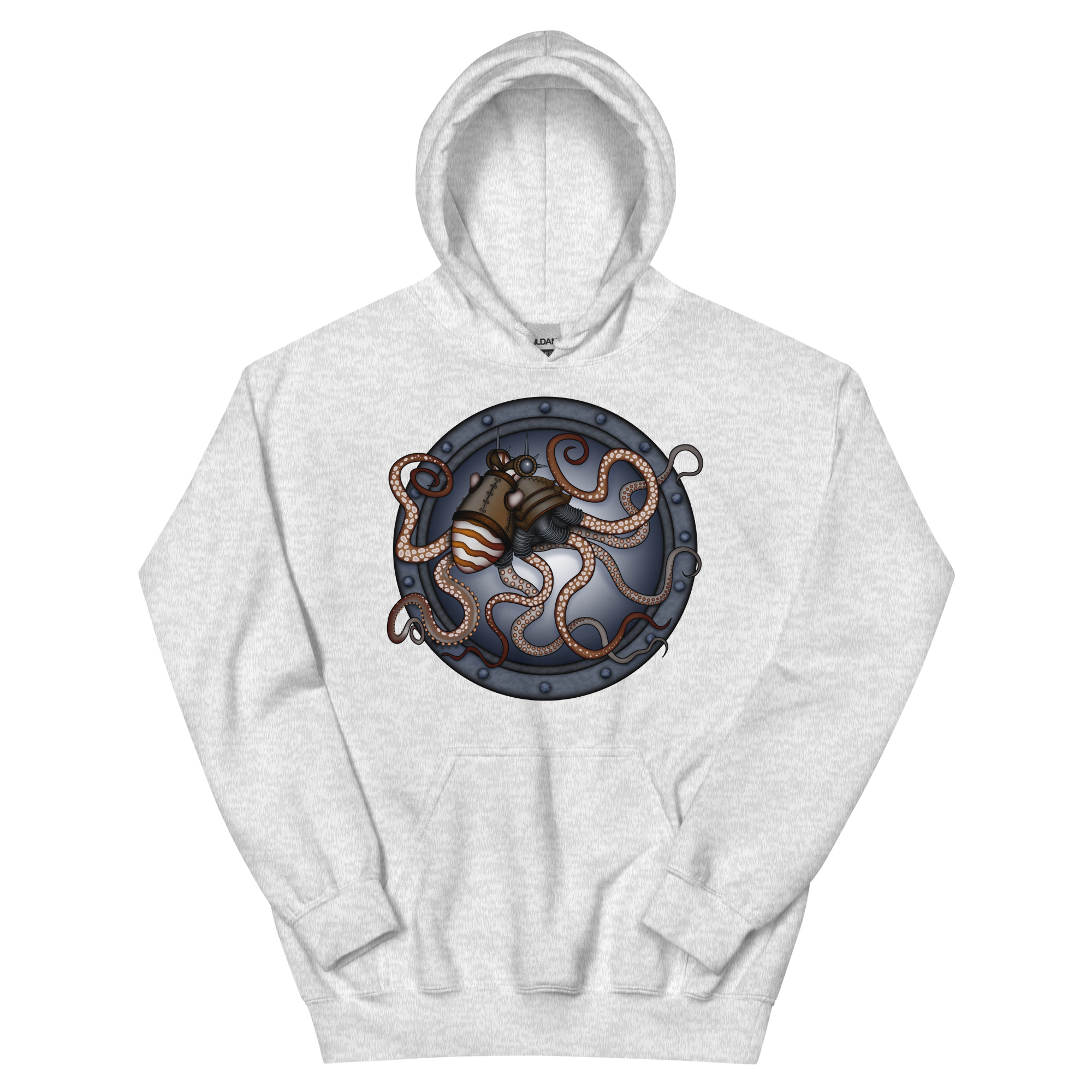 CAVIS Steampunk Octopus Unisex Hoodie, Goth Nautical Cephalopod Long-Sleeve Sweatshirt - Image 18