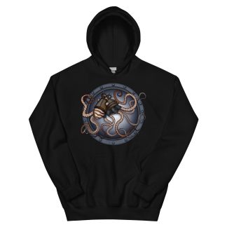 CAVIS Steampunk Octopus Unisex Hoodie, Goth Nautical Cephalopod Long-Sleeve Sweatshirt