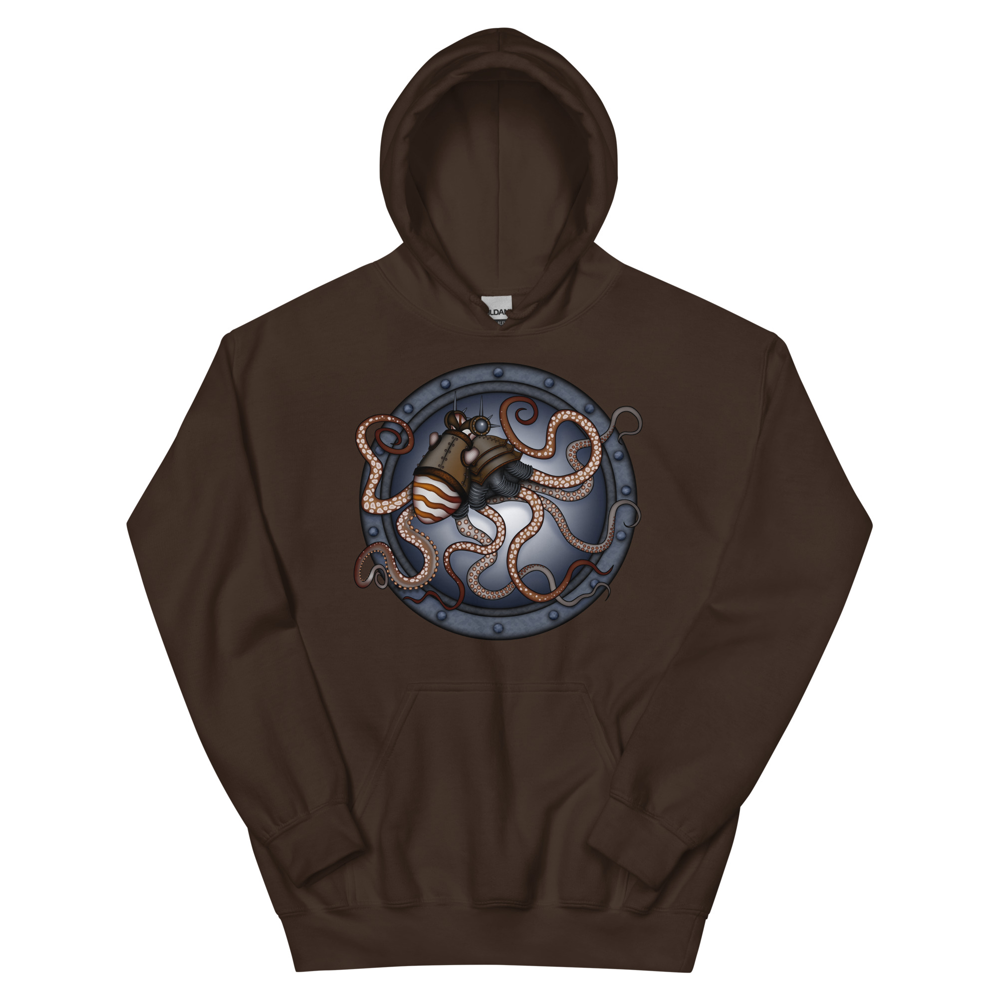 CAVIS Steampunk Octopus Unisex Hoodie, Goth Nautical Cephalopod Long-Sleeve Sweatshirt - Image 9