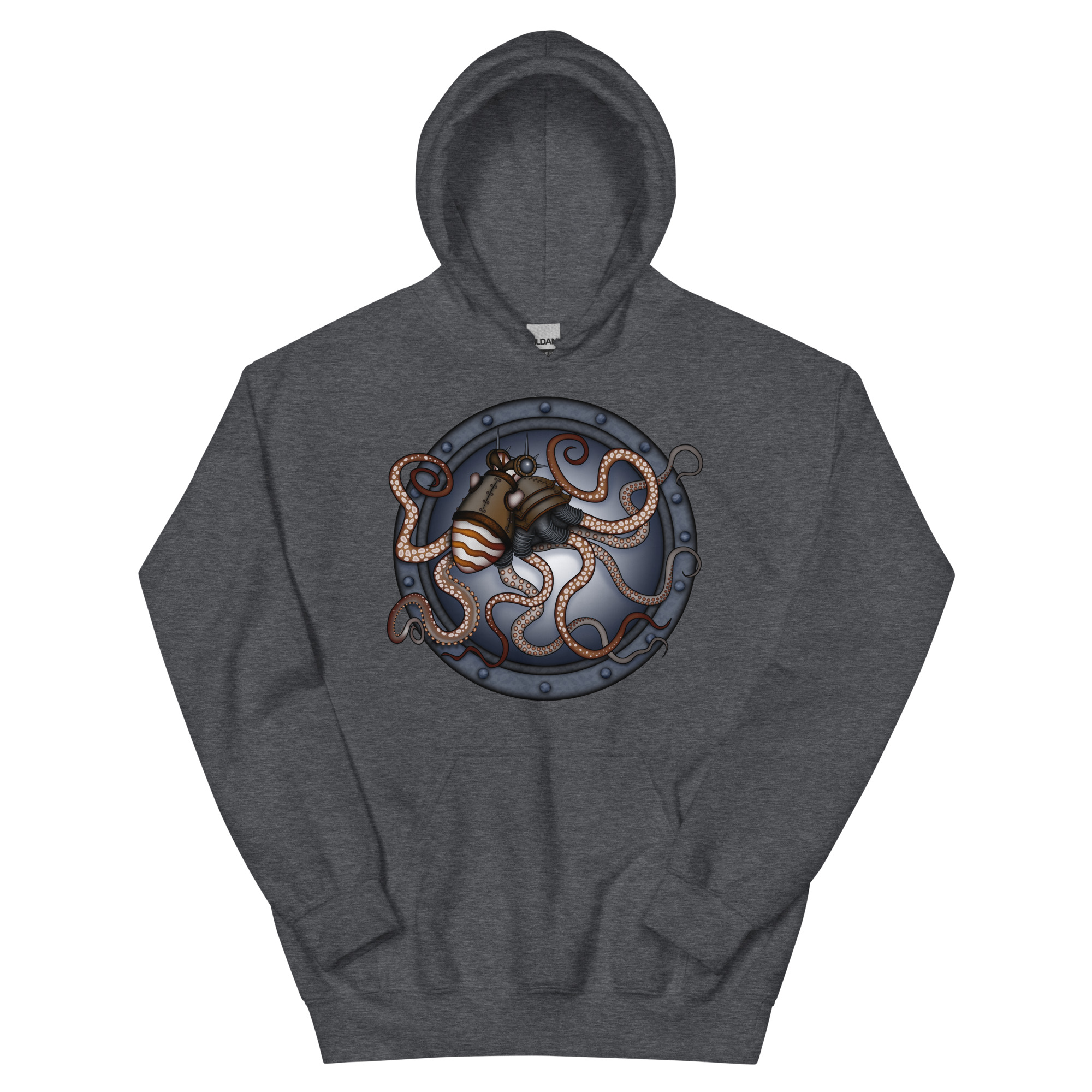 CAVIS Steampunk Octopus Unisex Hoodie, Goth Nautical Cephalopod Long-Sleeve Sweatshirt - Image 11