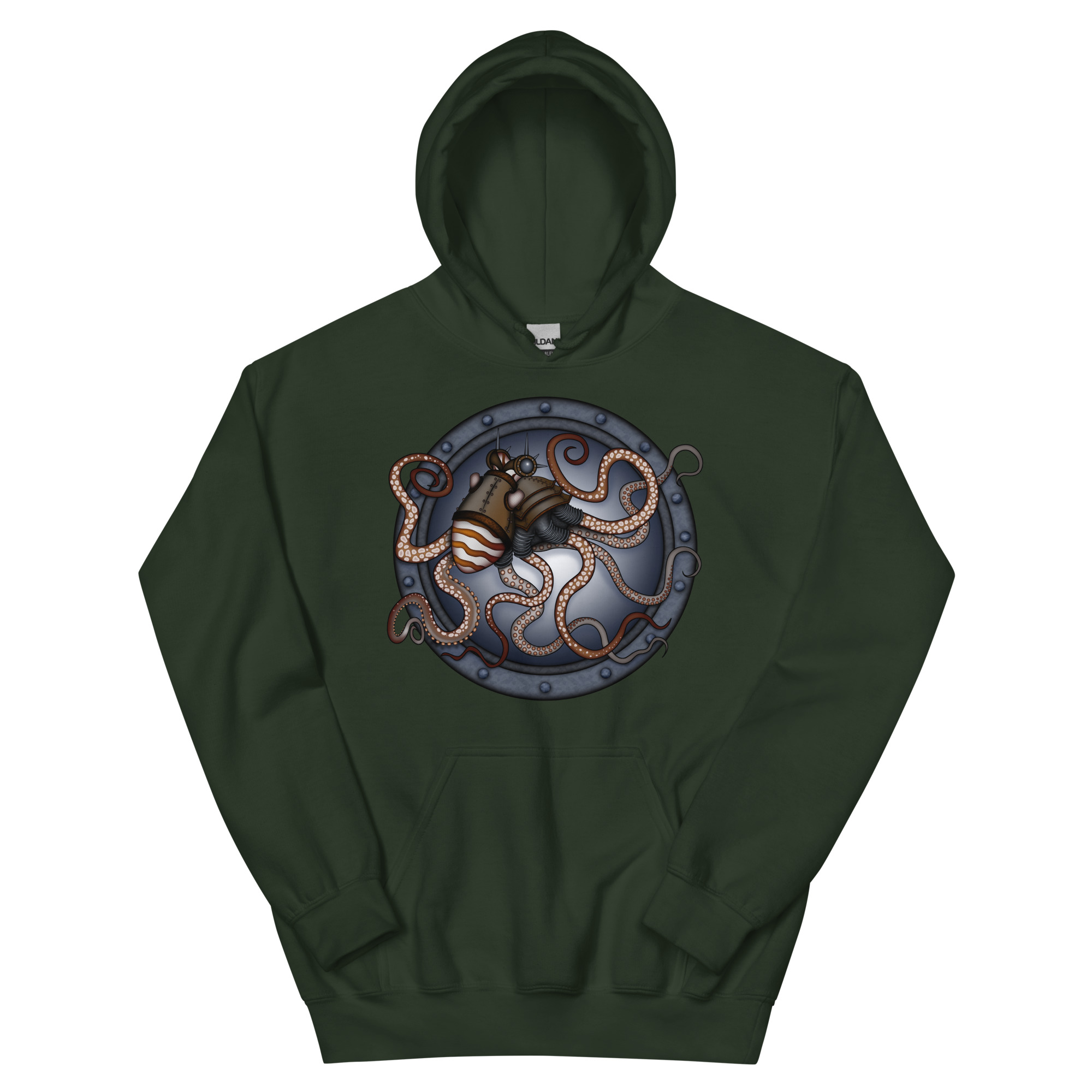 CAVIS Steampunk Octopus Unisex Hoodie, Goth Nautical Cephalopod Long-Sleeve Sweatshirt - Image 10