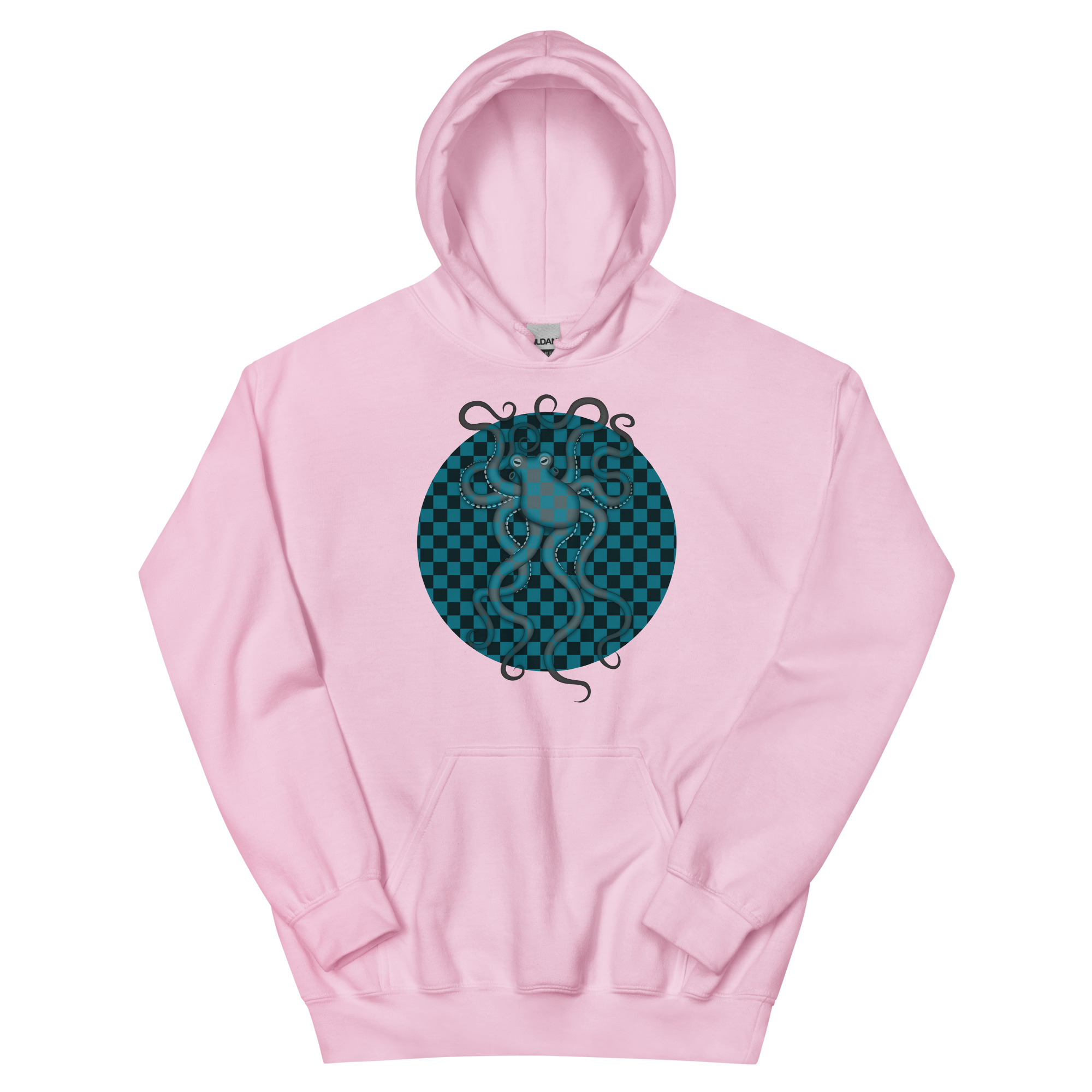 CAVIS Checkered Octopus Camouflage Unisex Hoodie, Underwater Retro 80's Nautical Hooded Sweatshirt - Image 14