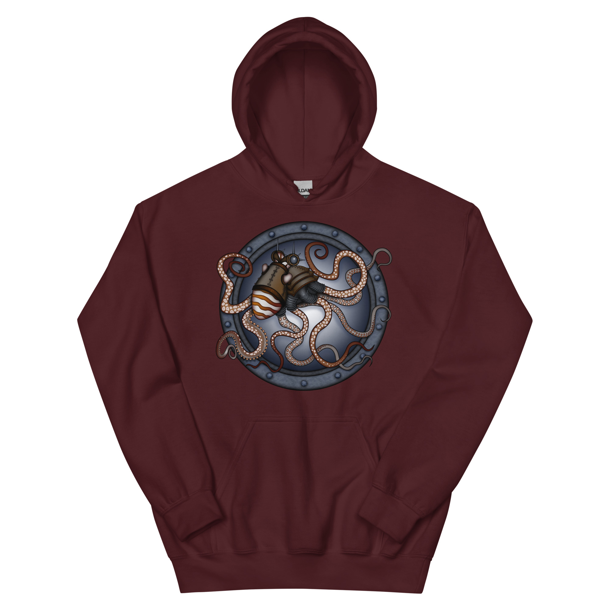 CAVIS Steampunk Octopus Unisex Hoodie, Goth Nautical Cephalopod Long-Sleeve Sweatshirt - Image 8
