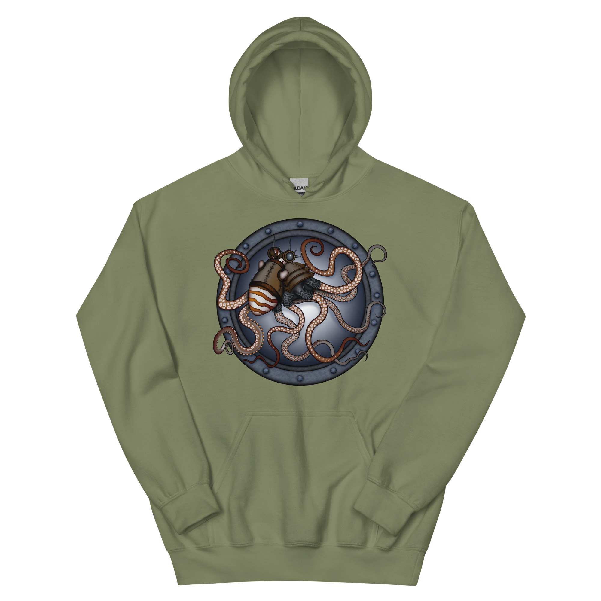 CAVIS Steampunk Octopus Unisex Hoodie, Goth Nautical Cephalopod Long-Sleeve Sweatshirt - Image 14