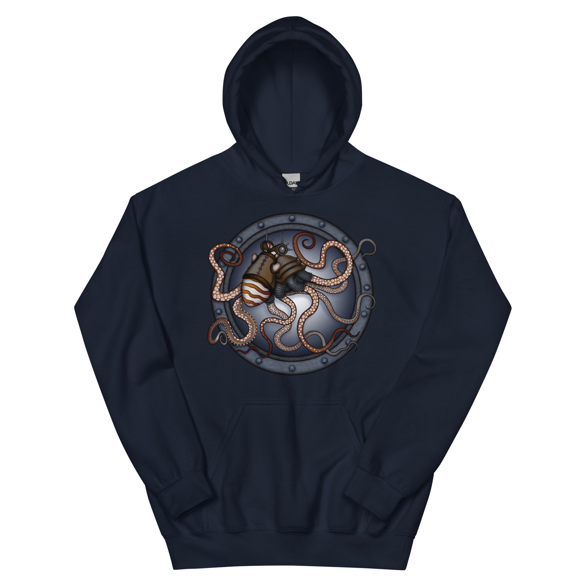 CAVIS Steampunk Octopus Unisex Hoodie, Goth Nautical Cephalopod Long-Sleeve Sweatshirt - Image 7