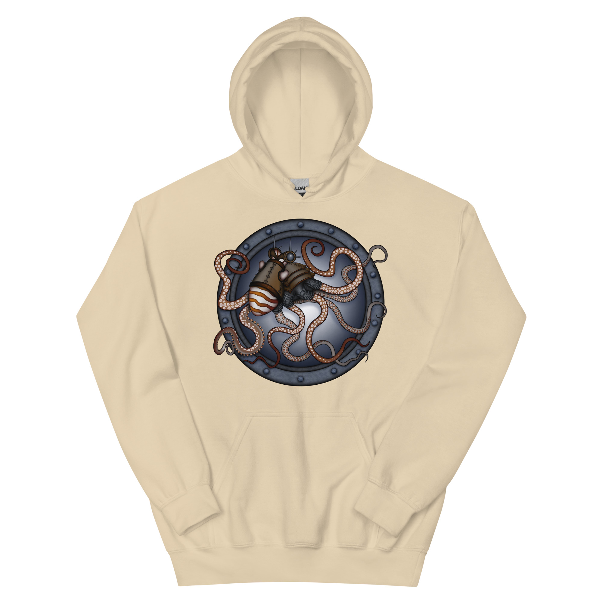 CAVIS Steampunk Octopus Unisex Hoodie, Goth Nautical Cephalopod Long-Sleeve Sweatshirt - Image 16