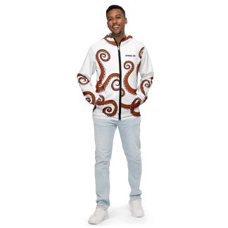 CAVIS Cartoon Octopus Stay Salty Men’s Windbreaker, Funny Light Weight Hoodie Jacket